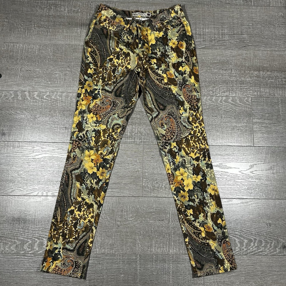 GJG Jeans Women's 7 Made in USA Paisley Floral Print Pants Boho Y2K